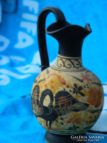 Görög kerámai füles korsó - jelzett kézzel festett