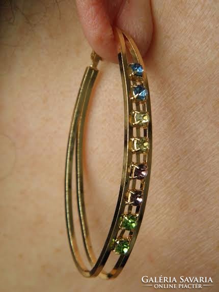 Arany filled+kristály 6,5cm gyönyörű fülbevaló
