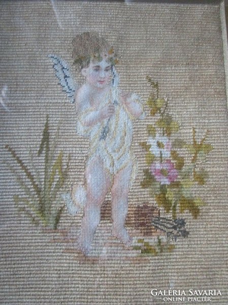 Art Nouveau pin tapestry cupid angel blonder frame