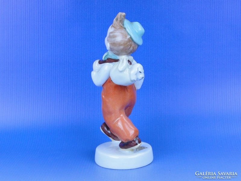 0D228 Jelzett Royal Dux porcelán kisfiú figura