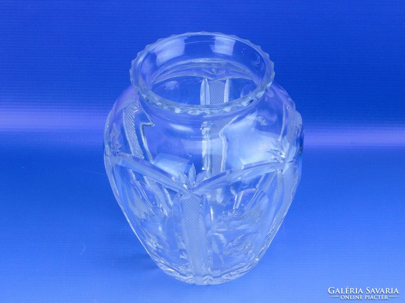 0D843 Régi vastagfalú csiszoltüveg váza