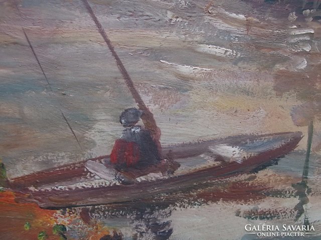 Bánfy Horgászok c. festménye, o.,k.jbl..,+fakeret-élvezhető,hangulatos -ajándékba is