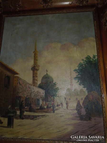 Mecsetet ábrázoló olaj vászon festmény