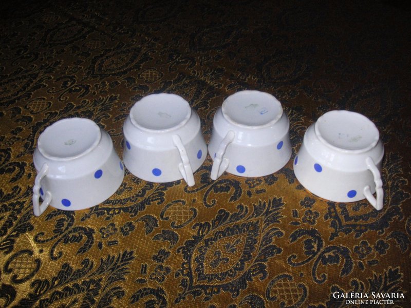 Zsolnay, elf-eared blue-spotted teacups from the 1960s, with shield seal