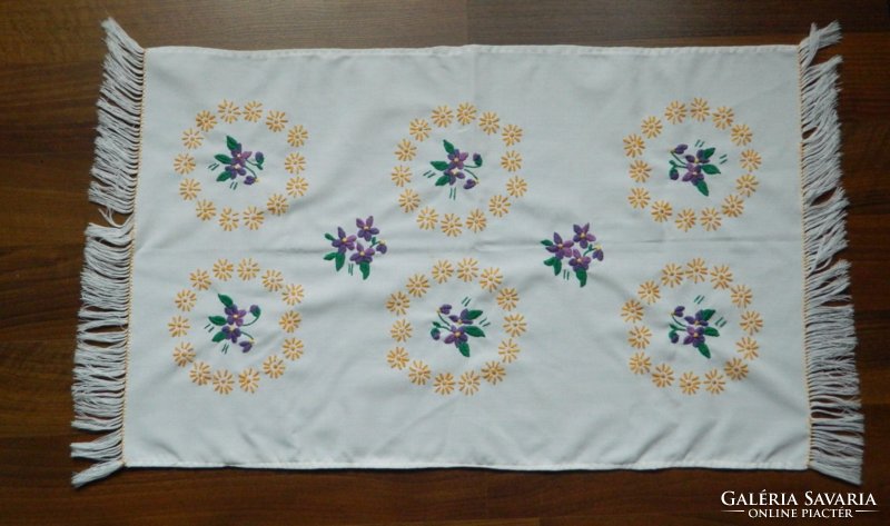 Violet pattern - embroidered tablecloth - needlework