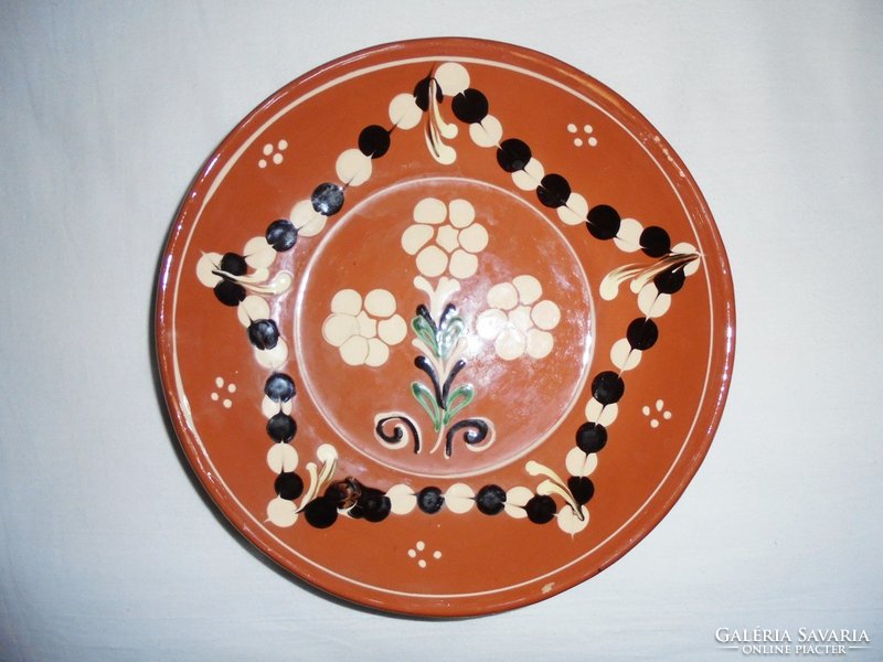 Népművészeti népi kézműves kerámia falitányér fali tál tányér - 26 cm átmérő