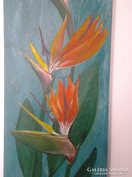Papagájvirág - csendélet, festmény