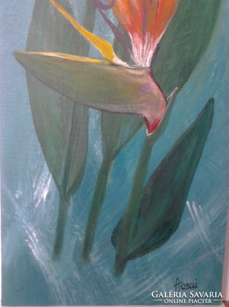 Papagájvirág - csendélet, festmény