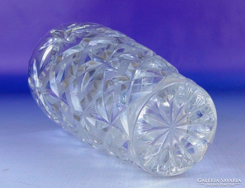 0E516 Régi vastagfalú csiszoltüveg váza