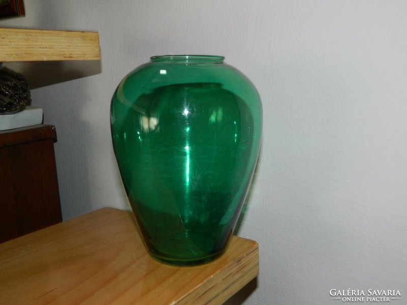 Antik festett zöld üveg váza