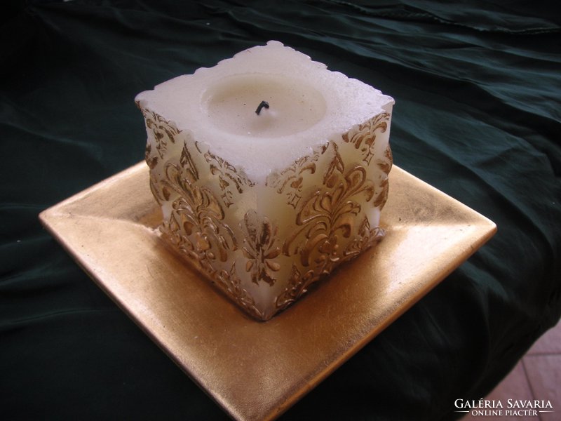 Candle with metal holder