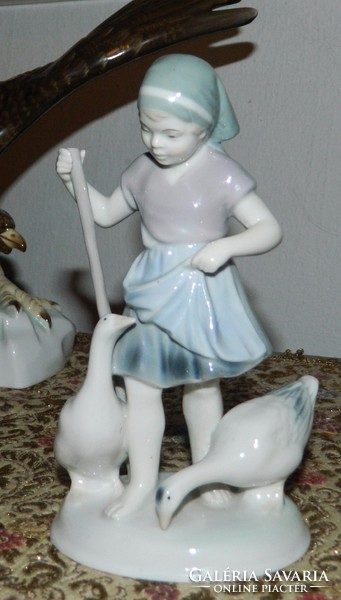 Goose girl - old East German marked porcelain