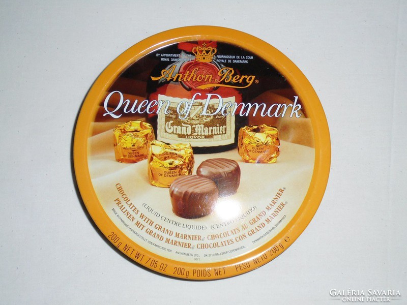 Bonbon csokoládé fémdoboz pléh doboz - Anthon Berg Queen of Denmark - 1980-as évekből