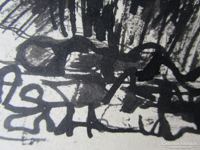 MOSSHAMMER GYÖRGY festmény FALÚVÉGI HÁZAK 1949