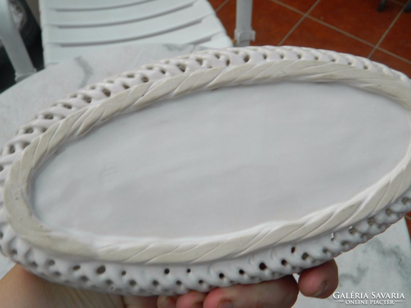 Openwork braided oval hand-painted bowl