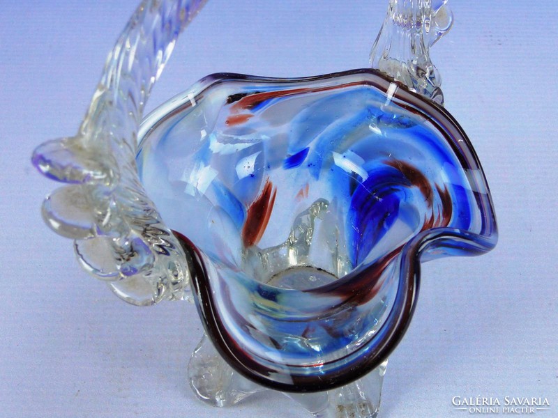 0F354 Muránói jellegű üvegkosár váza hibátlan
