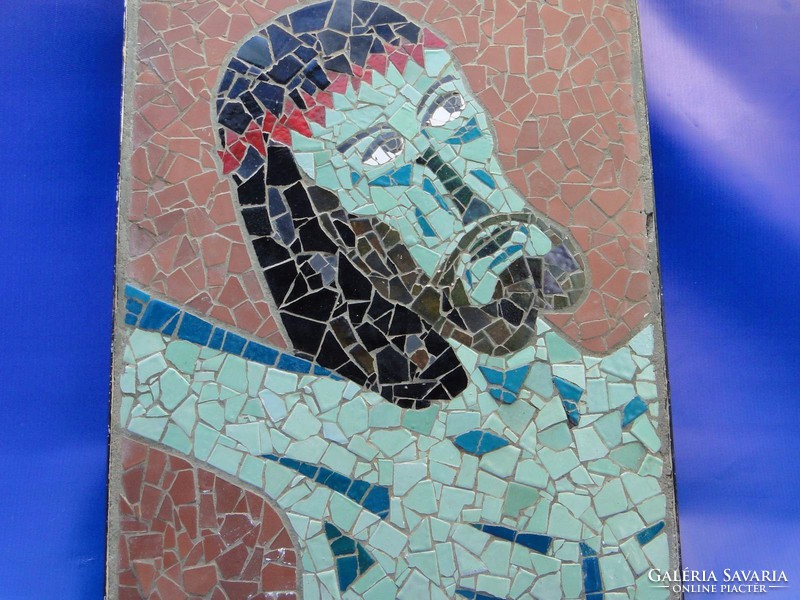 0A727 Iparművészeti mozaik csempekép szentkép
