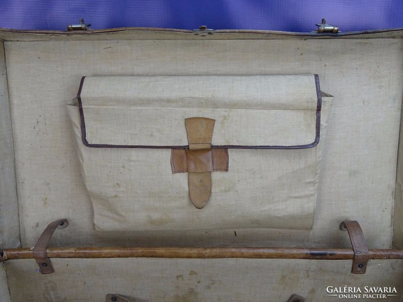 0F859 Antik nagyméretű utazó táska koffer bőrönd