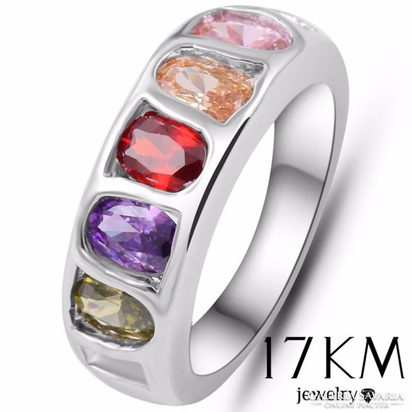 Pointer ring with colored stones size 8