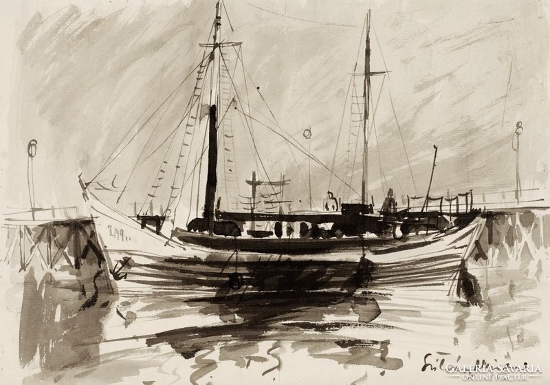 Nándor Szilvásy: port, ink drawing