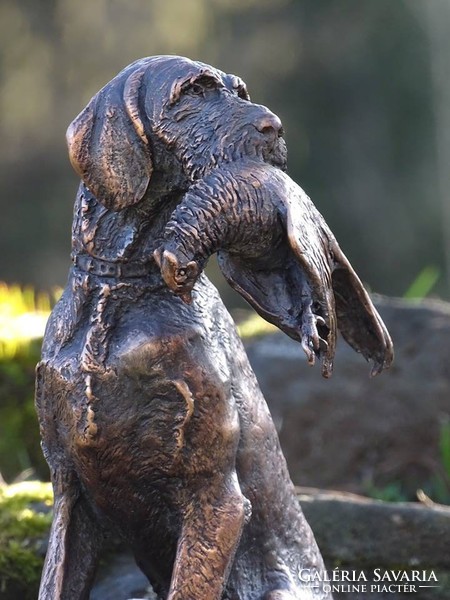Drótszőrű Magyar Vizsla bronz szobor