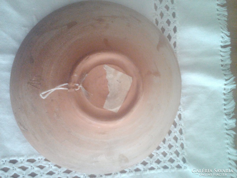Horezu-i tyúklábmintás kerámia falitányér, tányér