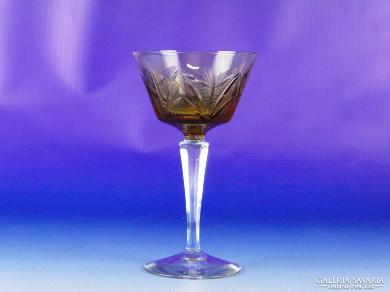 0H411 Régi csiszoltüveg pezsgős talpas pohár 6 db