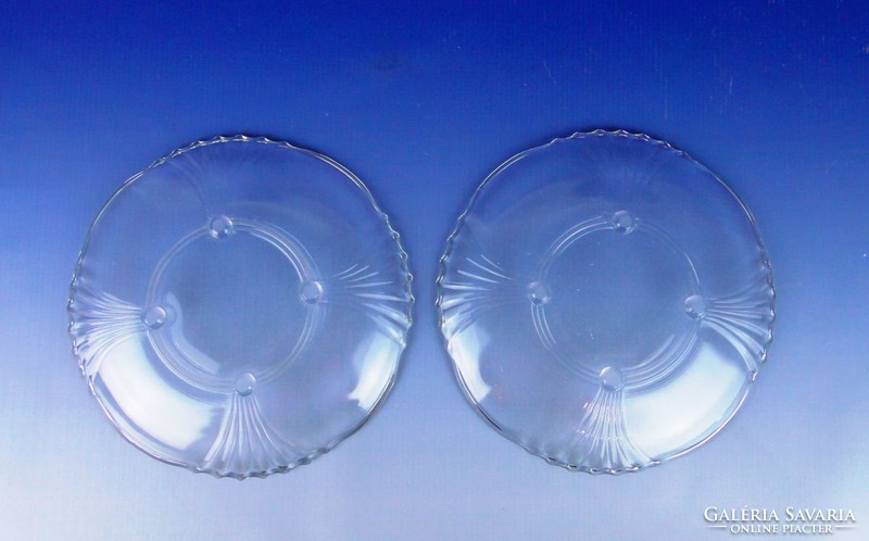 0H309 Régi díszes üveg tányér pár