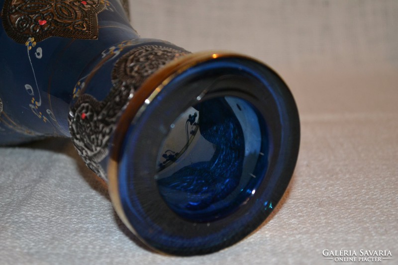 Fém rátétes, kézi festésű díszüveg vízi pipához  ( DBZ0060 )