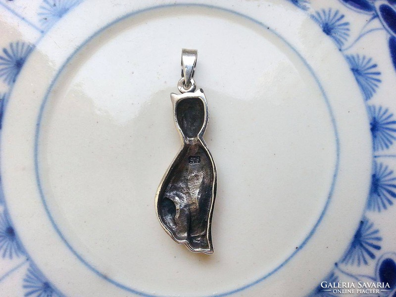 925 antique silver, medium-sized kitten, cat pendant