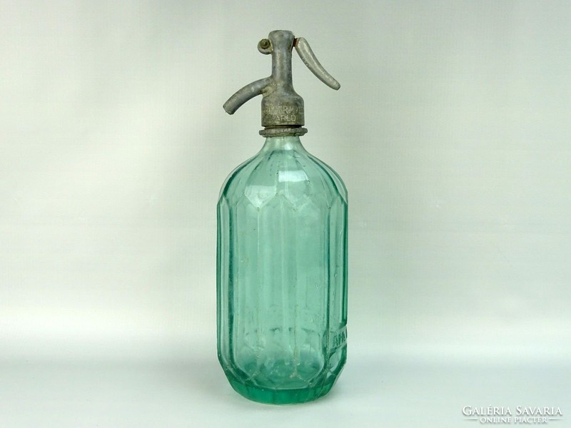 0G718 Régi feliratos zöld szódásüveg KRÉMER 1947