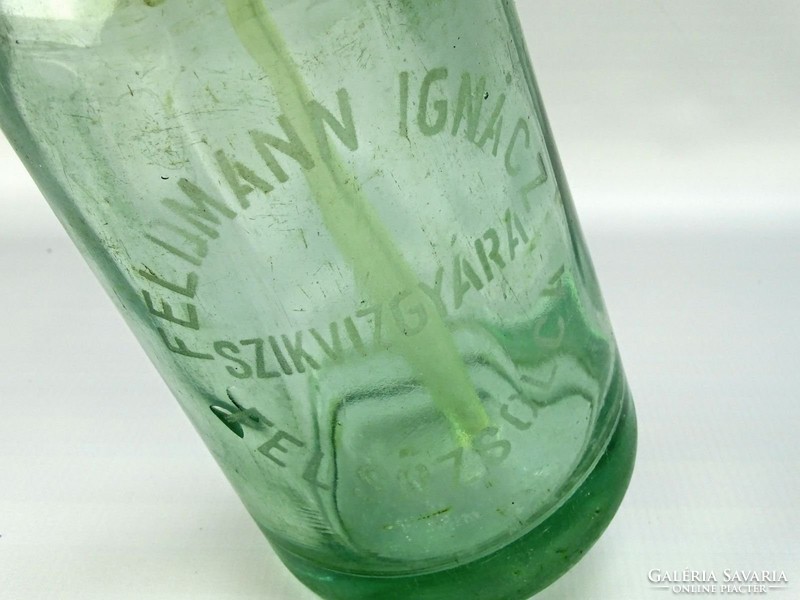 0G790 Régi halványzöld szódásüveg FELSŐZSOLCA 1935