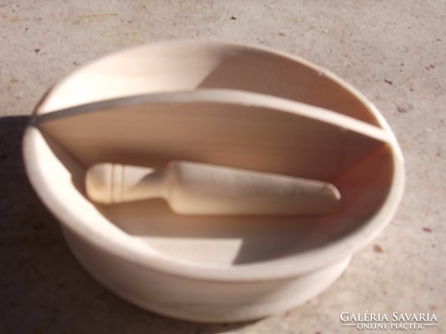 For the garden table, anywhere - wooden salt and spice holder with spoon