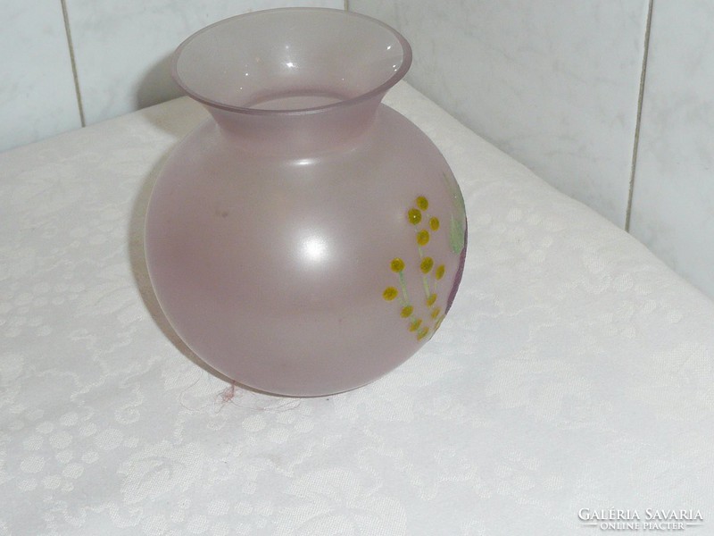 Kézzel festett kisméretű üveg váza 12 cm