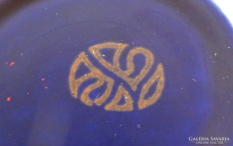 0I567 Kobaltkék arany címeres porcelán díszpohár