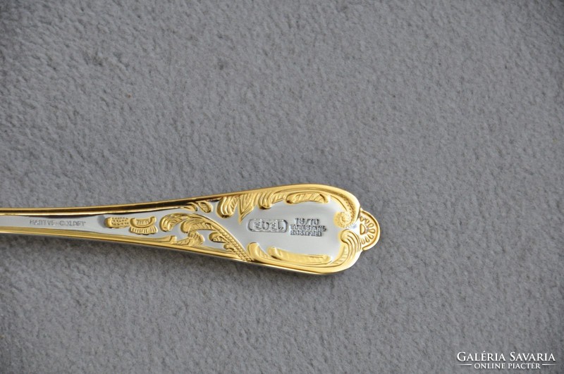 Extrém ritka! Antik evőeszköz+halas.Ebel Solingen Qualitäts Juwelier 96db.24 karátos szín aranyozot