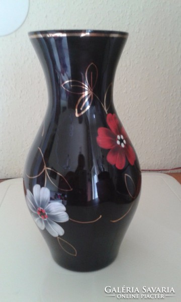 Fekete, porcelán váza - 21,5 cm