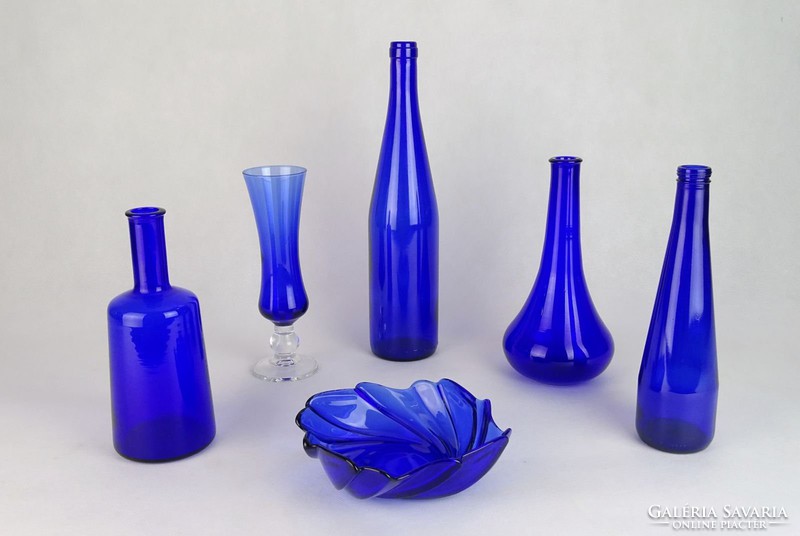 0J424 Kék modern díszüveg szett 6 darab