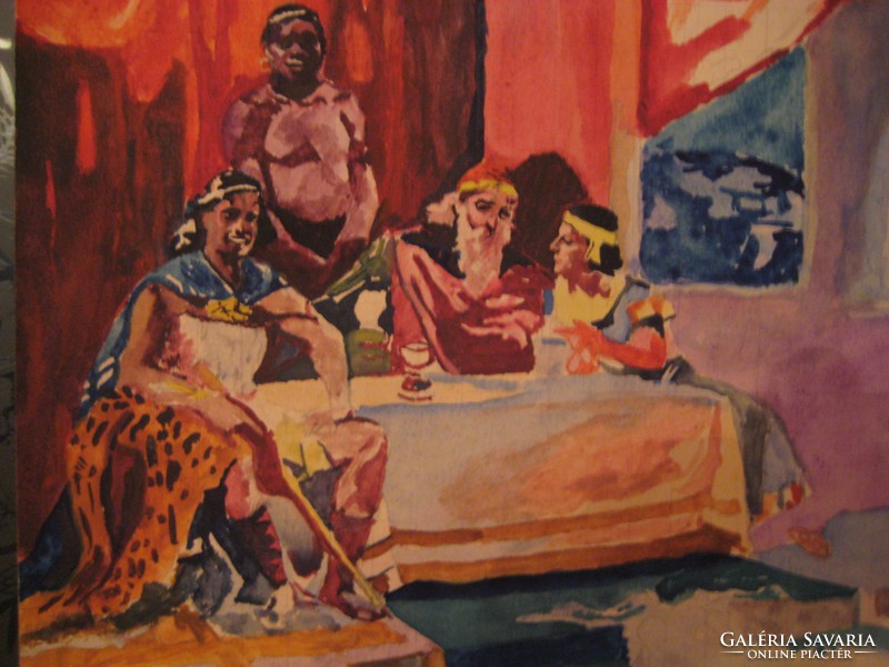 Afrikai témájú  akvarell  40 x 30 cm