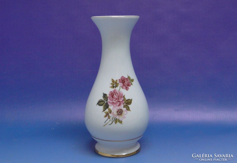0J327 Hollóházi porcelán váza díszváza 19 cm