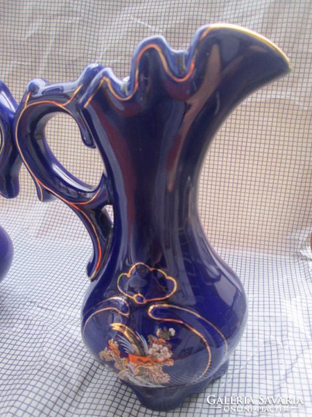 Minőségi kobaltkék német porcelán karafa váza párban