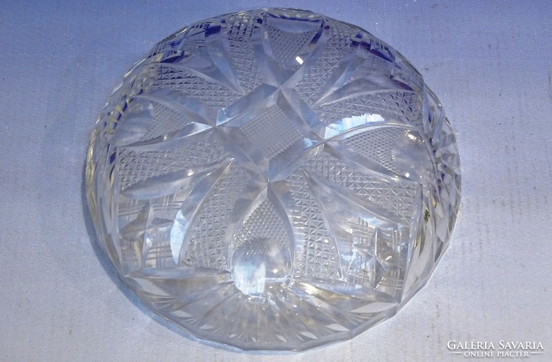 0K082 Csiszoltüveg kínáló tál 13.5 cm