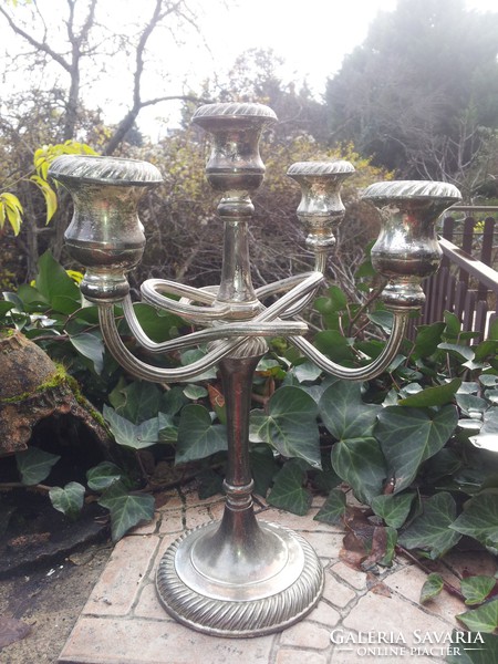 Five-pronged silver-plated candlestick