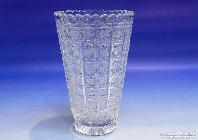 0K085 Régi ólomkristály váza 16.5 cm