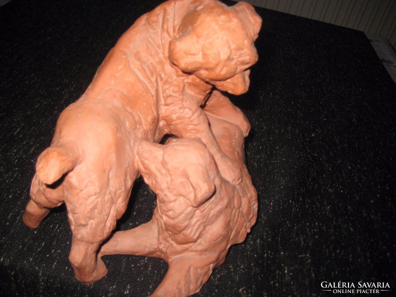 Playing dogs, terracotta with 