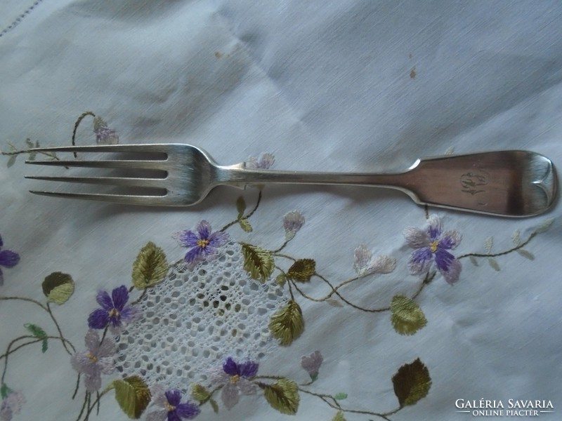 Antique English silver plated monogrammed fork.