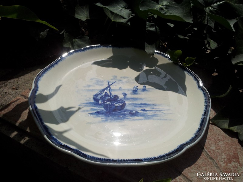 Antique terre de fer bowl with sail