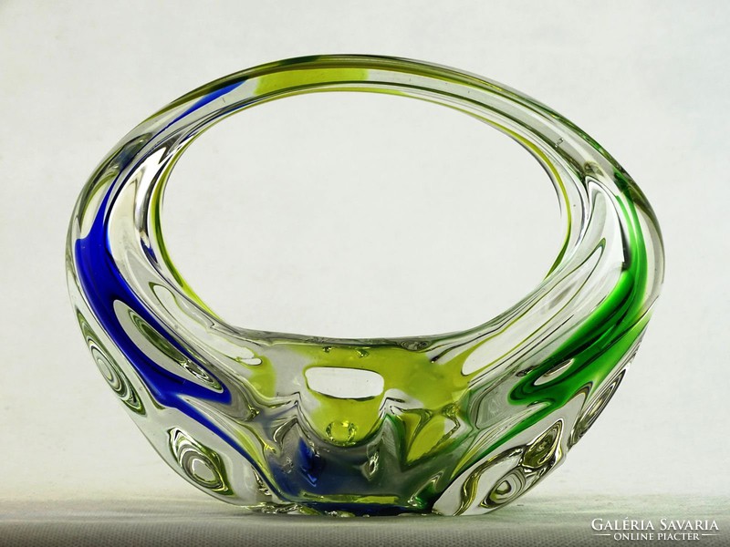 0K674 Fújtüveg BOHEMIA művészi üveg dísztárgy 16cm