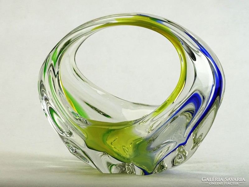 0K674 Fújtüveg BOHEMIA művészi üveg dísztárgy 16cm