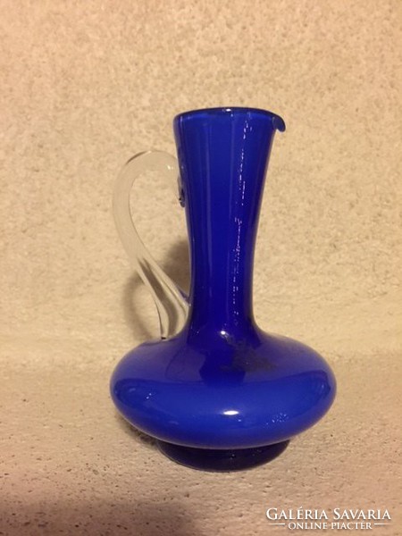 Kék egyszálas, kétrétegű üvegváza, kis kancsó (11)